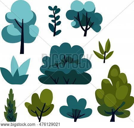 Excellent Flat Shrub Forest Frame Floral Vector
