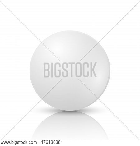 Vector 3d Realistic White Round Pharmaceutical Medical Pill, Capsule, Tablet Icon Closeup With Refla