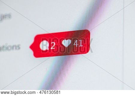 Budapest, Hungary - Circa 2023: Instagram Likes And Masseges Notifications On Computer Screen Visibl