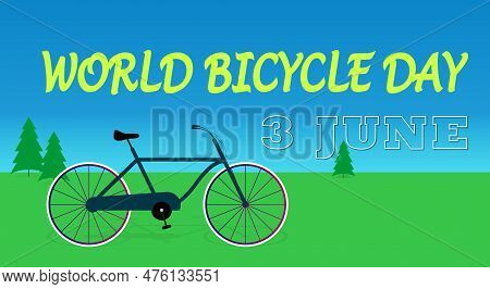 World Bicycle Day Design With Cycle On Green Field