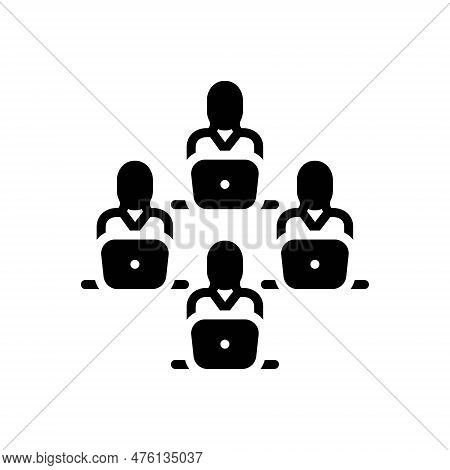 Black Solid Icon For Engaged Busy Cohesion Dissipated Employed Inutile Work Office Company Job