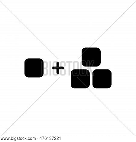 Black Solid Icon For Includes Add Attach Concatenate Plus Cub