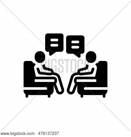 Black Solid Icon For Discussing Dissert Discuss Debate Conversing Talking Communication Talk-through