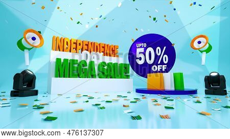 Indian Independence Day Mega Sale Poster 3d Illustration