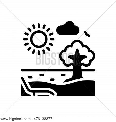 Black Solid Icon For Summer Summertime Vacation Beach Summertide Sunny-season Season Coastal-area Le