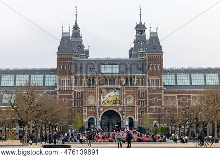 Amsterdam, Netherlands - April 21, 2023: The Rijksmuseum In Amsterdam - The Largest Exhibition On Du