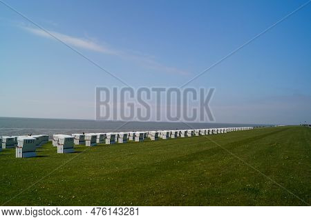 Buesum Is A Village At The German Northern Sea With Harbor And Lighthouse
