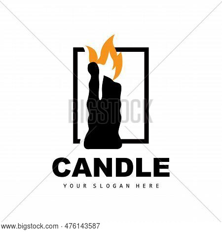 Candle Logo, Elegant Romantic Candle Light Dinner Flame Light Design, Traditional Spa Candle Vector