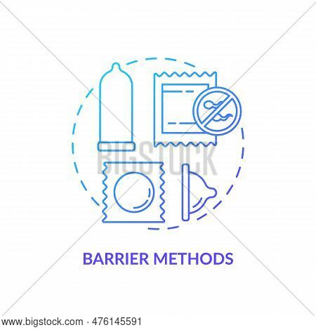 Barrier Methods Blue Gradient Concept Icon. Preventive Medicine. Contraceptive Help. Family Planning