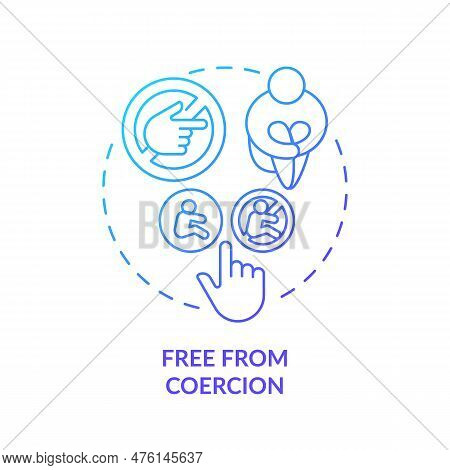 Free From Coercion Blue Gradient Concept Icon. Domestic Violence. Sexual Abuse. Female Empowerment. 