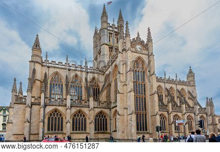 Bath, United Kingdom - May 8, 2011 : Bath Abbey, Front Of Old Medieval Church In The Historic Town O