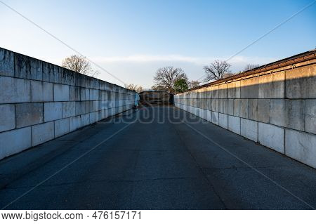 Meerhout, Antwerp Province, Belgium - April 25, 2023 - Open Air Food Storage Facility With Two Paral
