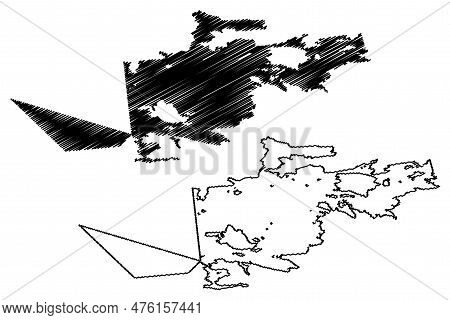 Lake Engozero (russia, Russian Federation, Republic Of Karelia) Map Vector Illustration, Scribble Sk