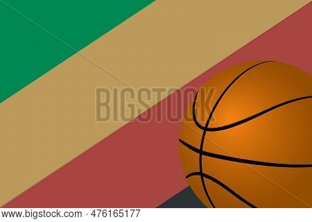 Basketball With Color Theme Background Of Professional Basketball Team. Vector Of Green Yellow Red A