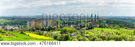 Panorama Of The City Of Piekary Slaskie And Farmland
