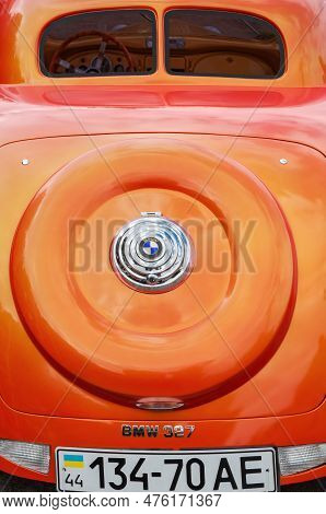 Dnipro, Ukraine - October 06, 2013: View Of Spare Wheel Of Passenger Car Is Located Under The Trunk 