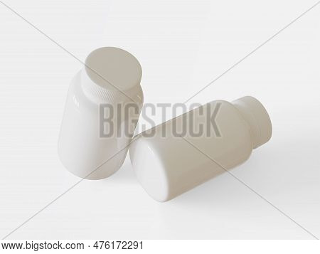 Pill Bottle Medichine White Color And Realistic
