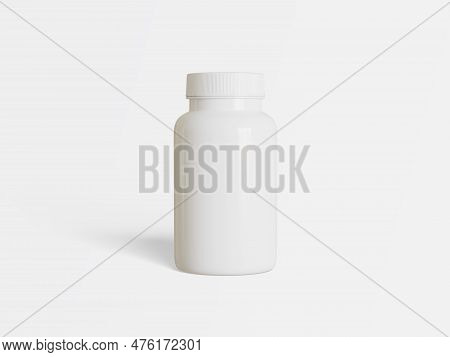 Pill Bottle Medichine White Color And Realistic