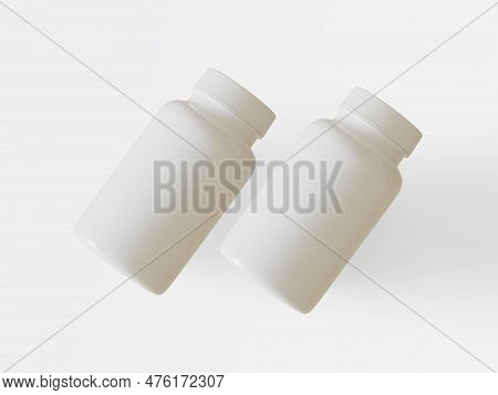 Pill Bottle Medichine White Color And Realistic