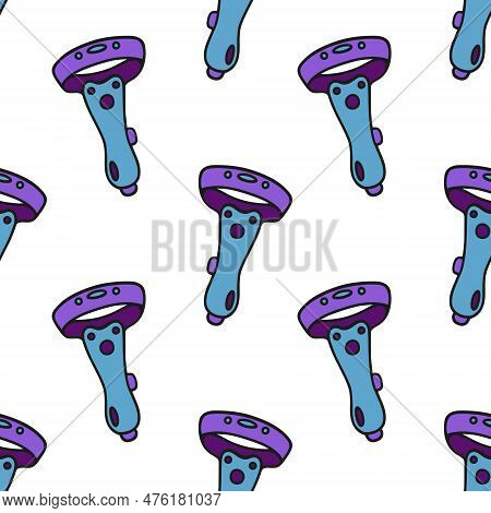 Move Motion Controller Seamless Vector Pattern. Game Console Symbol. Bright Gamepad For Vr Or Ar Gam