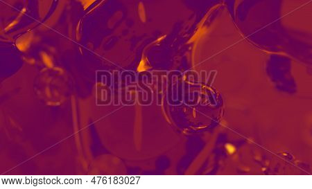 Orange And Purple Gauzy Liquid Spheres Background - Abstract 3d Rendering
