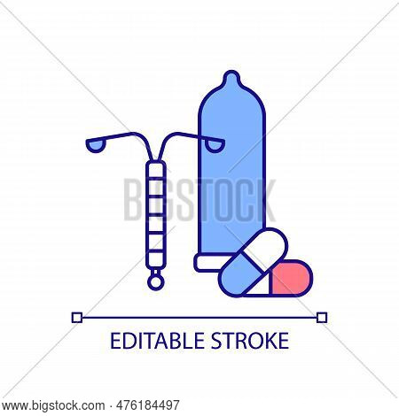 Contraception Methods Rgb Color Icon. Pregnancy Prevention. Birth Control. Family Planning. Healthy 