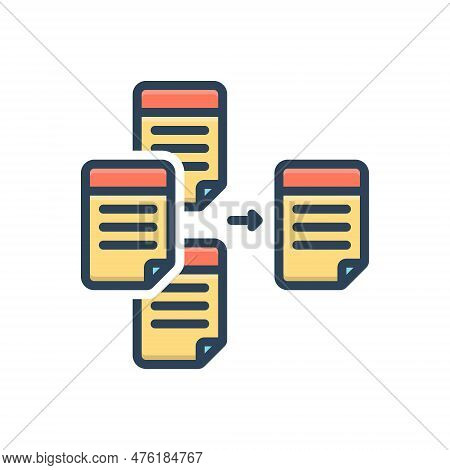 Color Illustration Icon For Briefly Shortly Succinctly Summarily Summary Jotting Brevity Summarizati