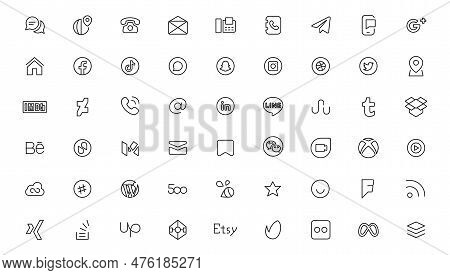 Realistic Social Media Logotype Collection: Facebook, Instagram, Twitter, Youtube, Linkedin, Snapcha