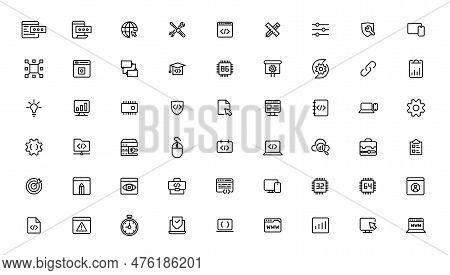 Software Development Icon Collection. Programming Coding Icon Set. Programmer And Developer Symbol