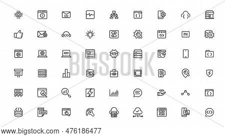 Software Development Icon Collection. Programming Coding Icon Set. Programmer And Developer Symbol