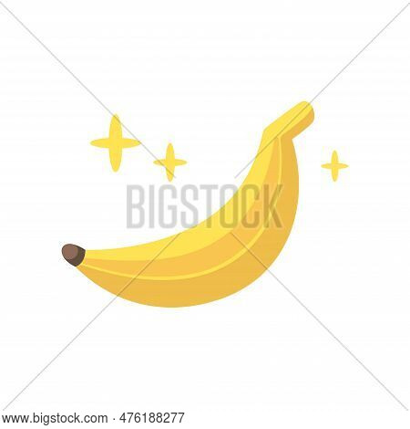 Cute Banana Illustration. Vector Hand Drawn Cartoon Icon Illustration. Banana Fruit In Doodle Style.