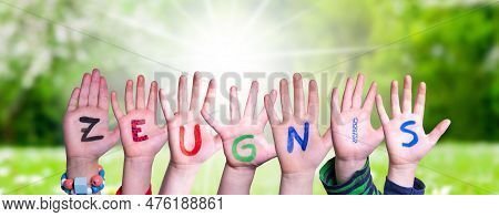 Children Hands Building Zeugnis Means School Report, Grass Meadow