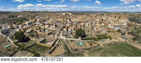 Panoramic Aerial View Of Monteagudo De Las Vicarias Is A Historic Town In The Province Of Soria, Jud