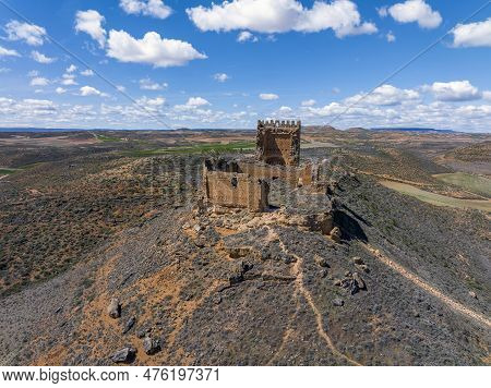 Aerial View Of Pozuel De Ariza In The Province Of Zaragoza La Raya Castle