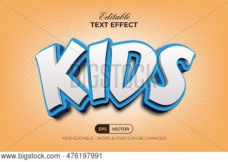 Kids 3d Text Effect Blue Style. Editable Text Effect.