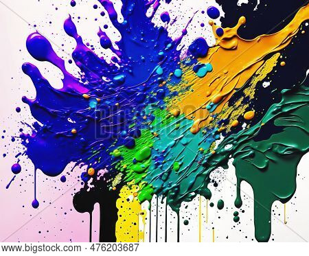 Flowing Down The Colorful Paint Various Bright Colors Flowing Down And Mixing Together