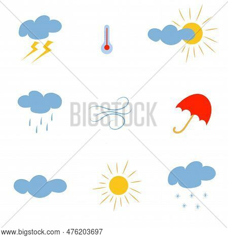 Icon Set Cloud Weather. 3d Vector Realistic Objects. Vector Illustration Design Element Set. Isolate
