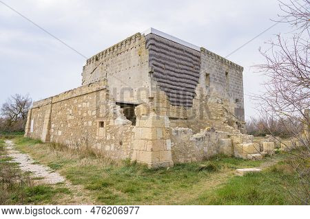 Ruin Of An Old Fortress (chateau De Tourvieille Ou Tour Du Tampan) In Springtime, Camargue (provence