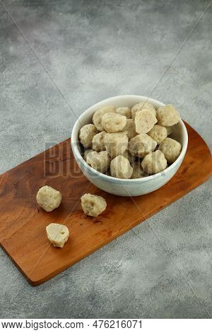 Meat Balls Called Bakso Or Baso Indonesian Typical Street Food. Homemade Meatballs.