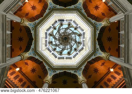 Moscow, Russia - Jan 22, 2022: Cathedral Mosque In Moscow, Russia. Islamic Religious Architecture. M