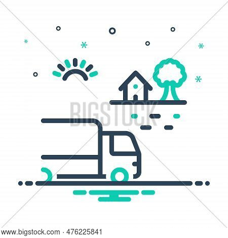 Mix Icon For Away Far Aloof Far-out Long-distance Far-off House Truck Shipping Goods Transport