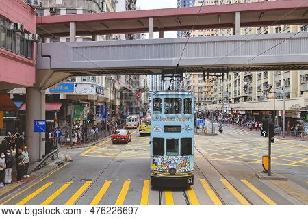 At Tram, View Of Shau Kei Wan Street Scape, Hk May 10 2023