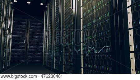 Digital Information Travels Through Fiber Optic Cables Through The Network And Data Servers Behind G