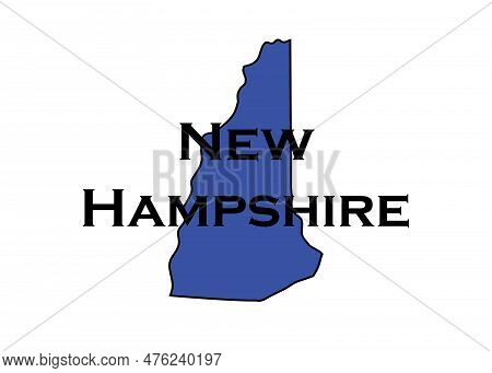 Politically Liberal Blue State Of New Hampshire With A Map Outline.