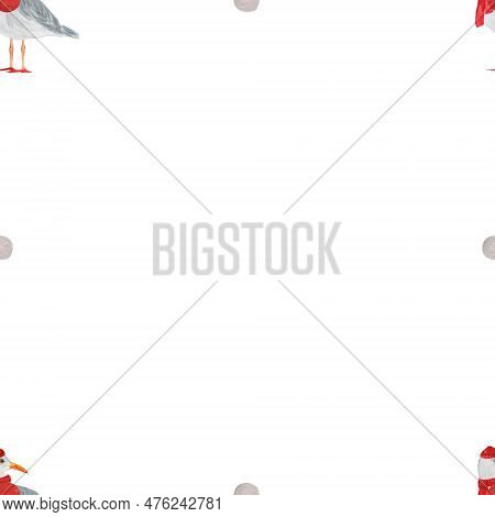 Cute Watercolor Background With Lighthouse And Seagulls. Childish Seamless Pattern.watercolor Nautic