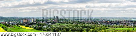 Panorama Of The City Of Piekary Slaskie And Farmland