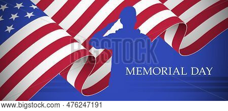 Memorial Day, Honoring All Who Served - Poster With The Flag Of The United States Of America Close U