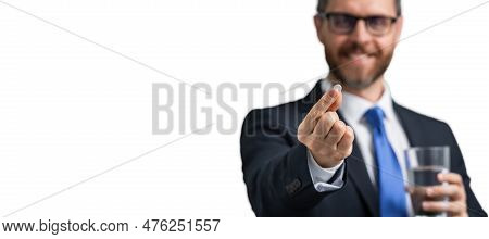 Tired, Headache And Eye Strain. Business Man In Suit With Stress, Burnout And Fatigue Eyestrain. Chr