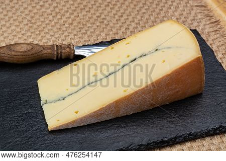 Cheese Collection, French Morbier Semi-soft Cow Milk Cheese With Black Mold Layer