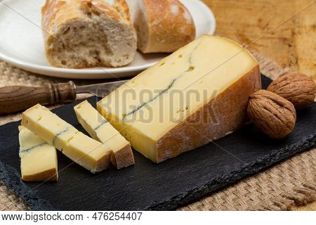 Cheese Collection, French Morbier Semi-soft Cow Milk Cheese With Black Mold Layer